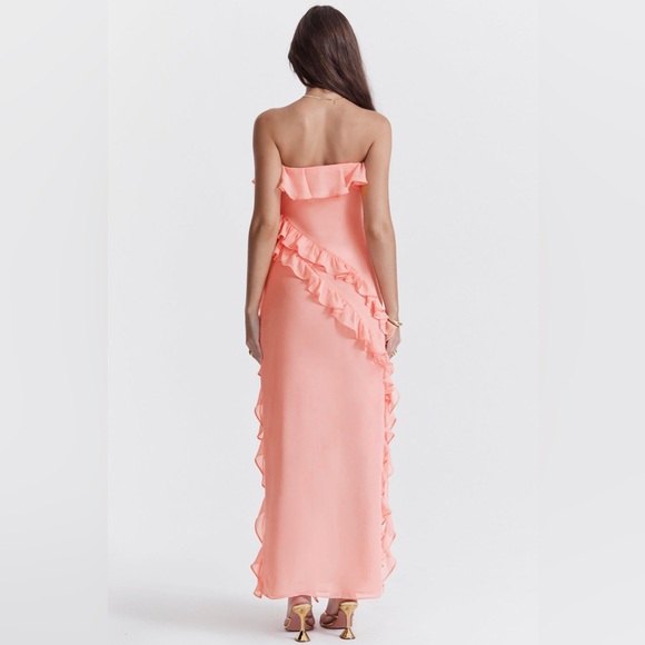 NWOT House of CB Sarina Apricot Ruffle Maxi Dress - Picture 11 of 14
